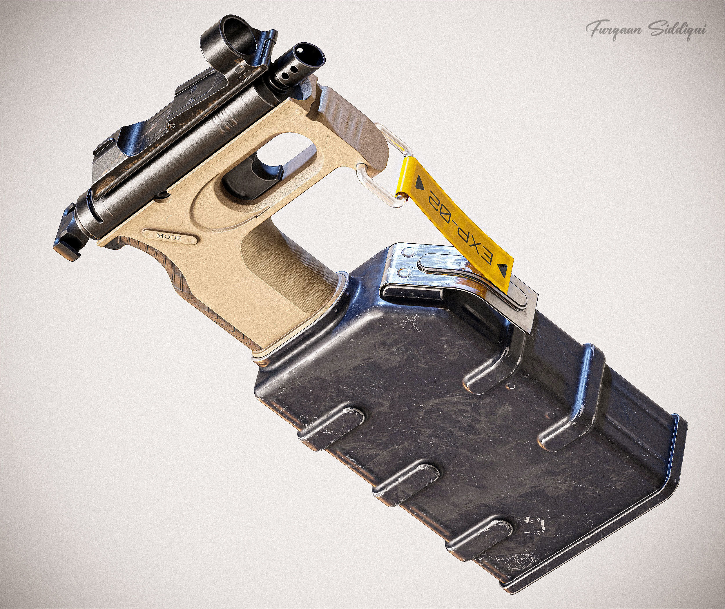 Sci-fi PBR SMG Low-poly 3D model_13