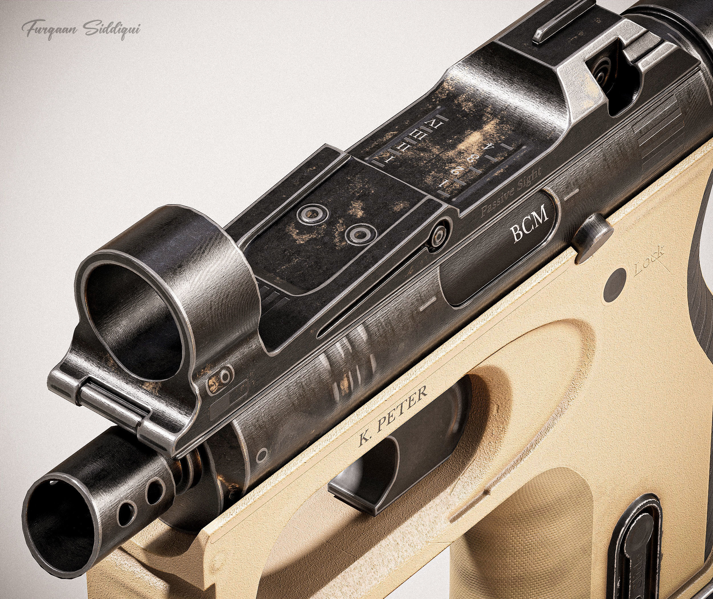 Sci-fi PBR SMG Low-poly 3D model_19