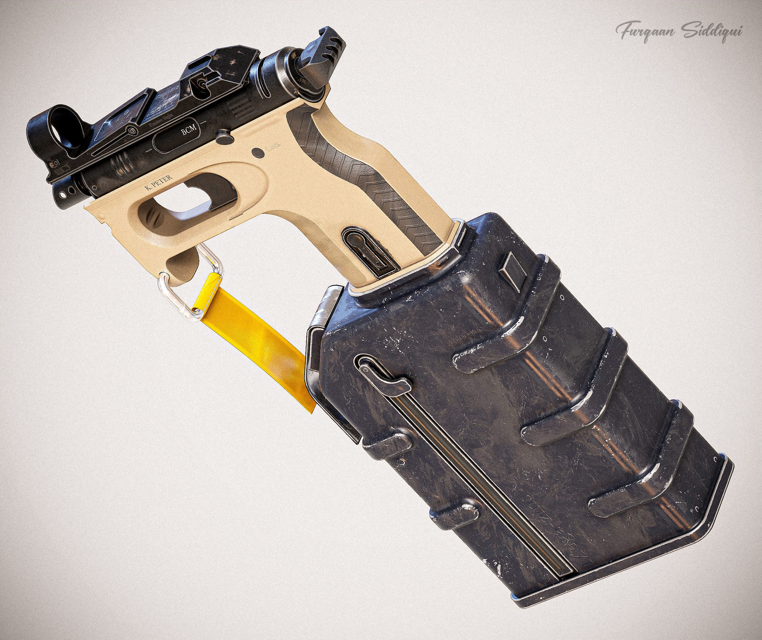 Sci-fi PBR SMG Low-poly 3D model_14
