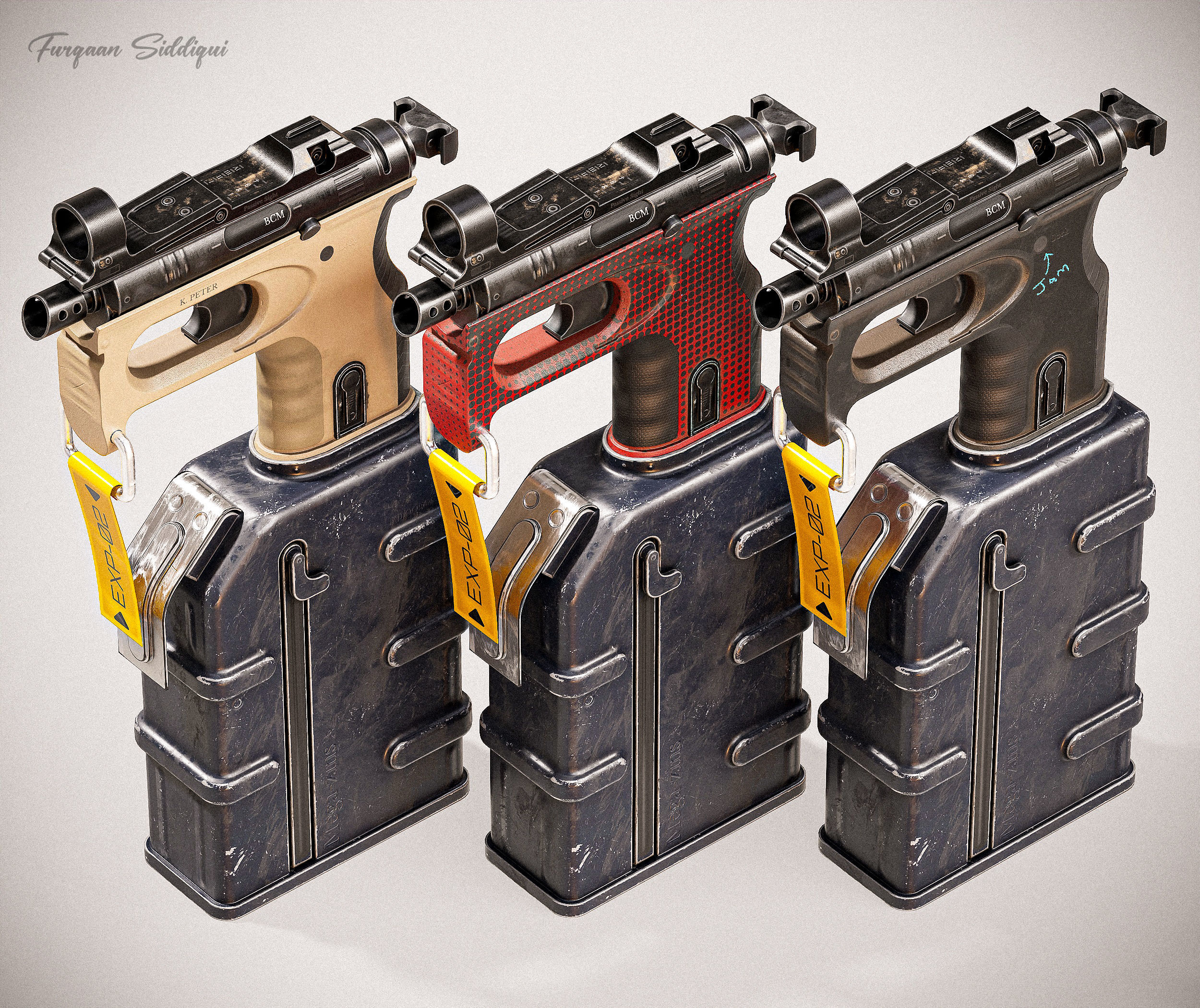 Sci-fi PBR SMG Low-poly 3D model_11