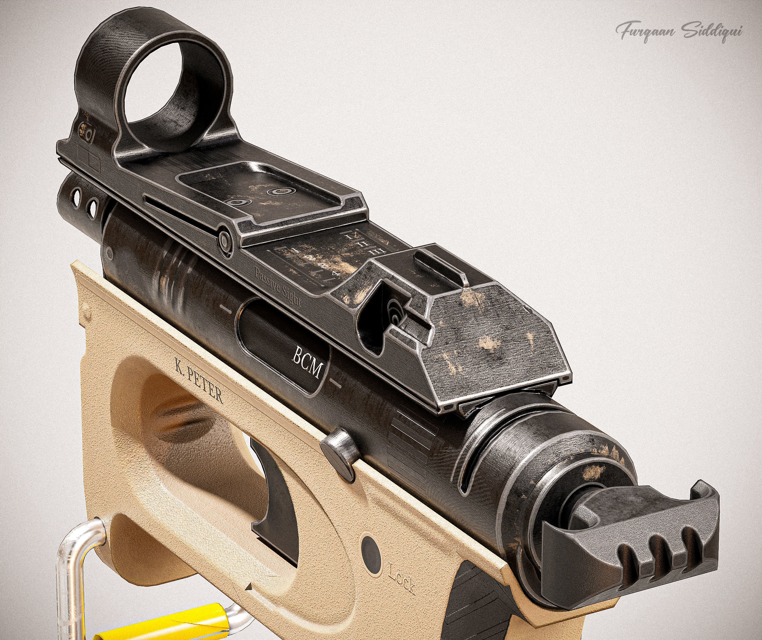 Sci-fi PBR SMG Low-poly 3D model_8