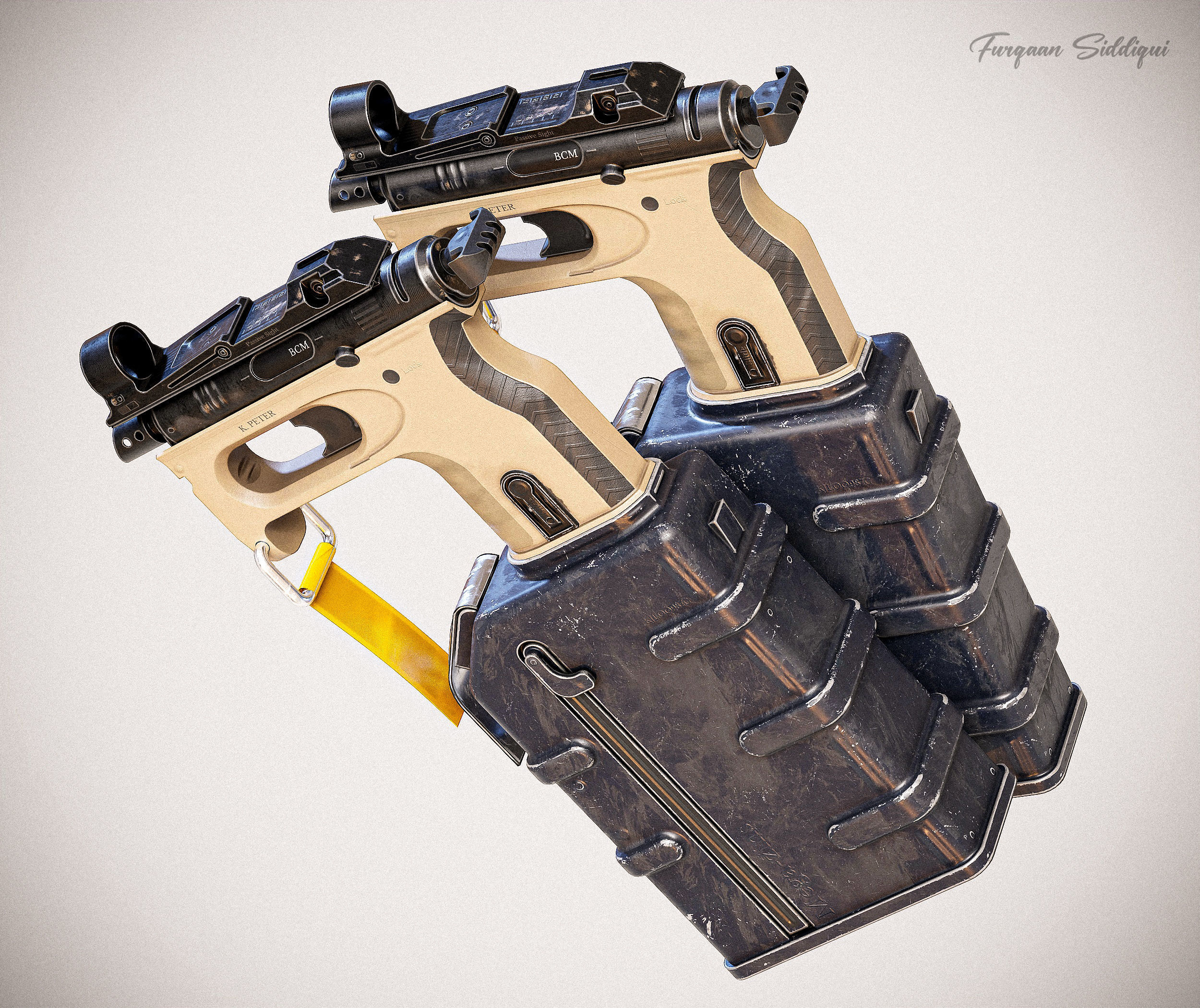 Sci-fi PBR SMG Low-poly 3D model_15