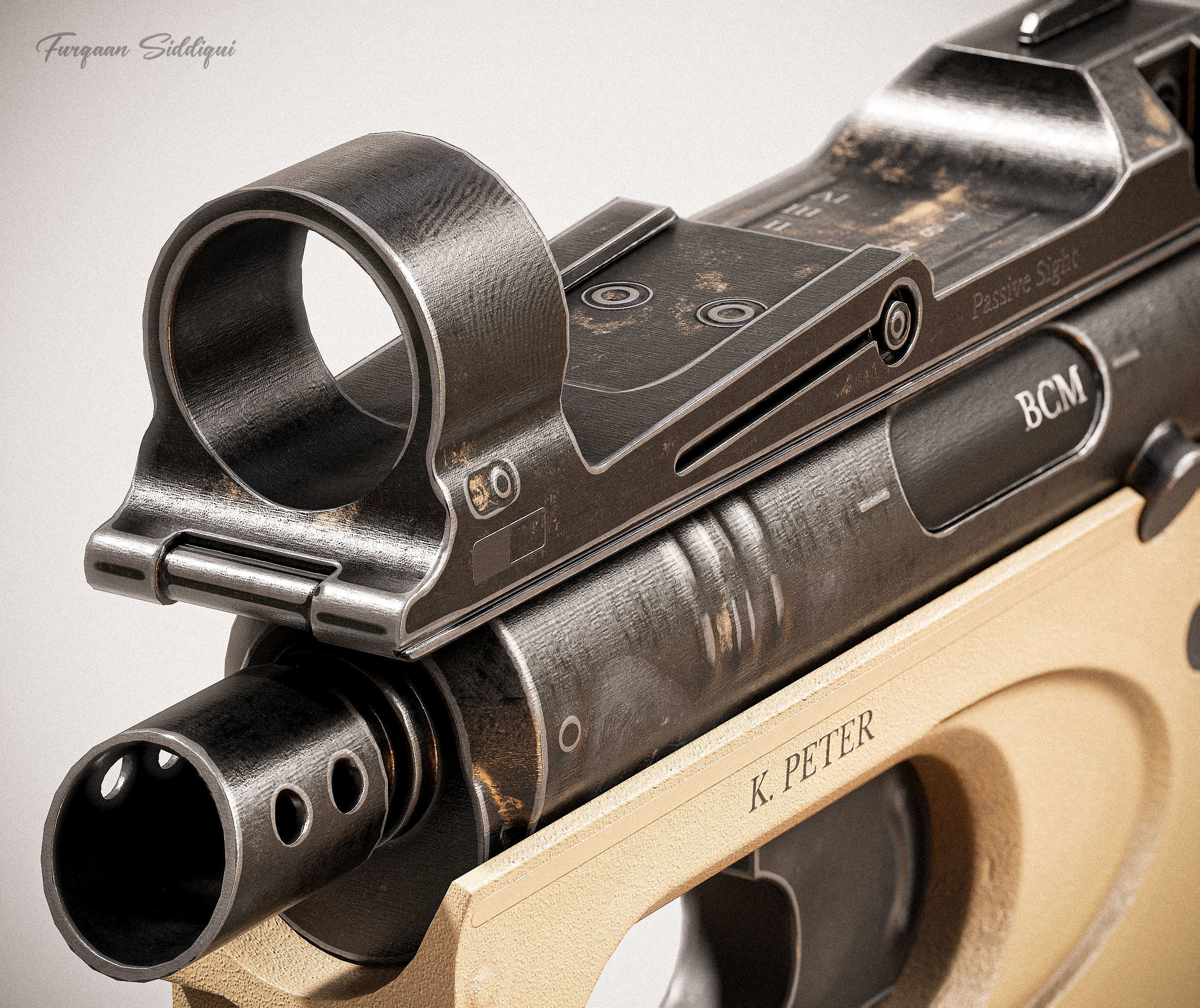 Sci-fi PBR SMG Low-poly 3D model_20