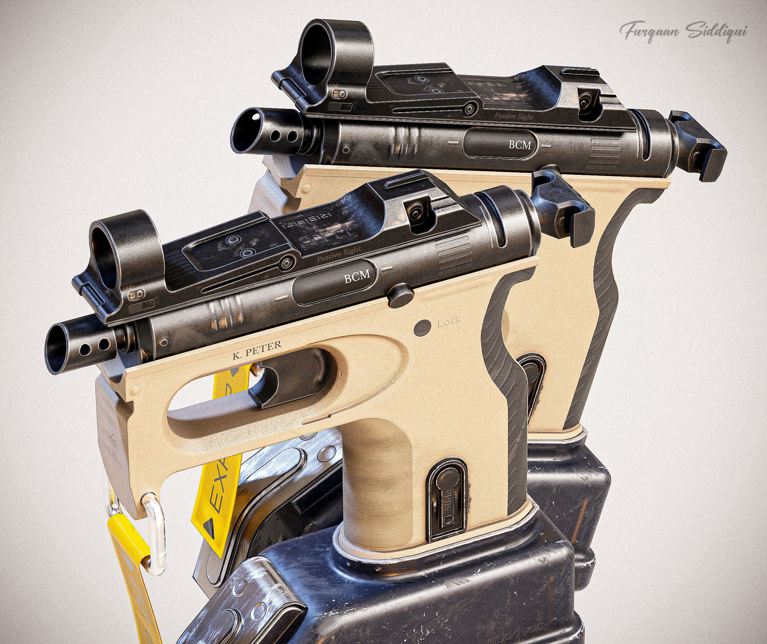 Sci-fi PBR SMG Low-poly 3D model_16