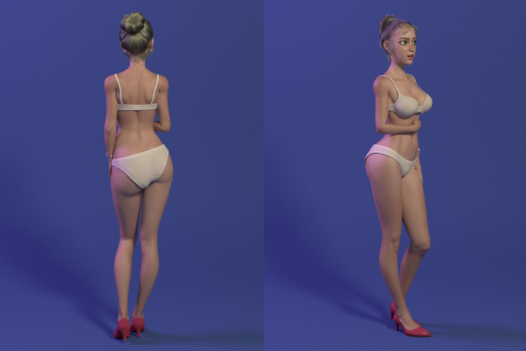 Low-poly Female 3D Model - Rigged for Maya Low-poly 3D model_9