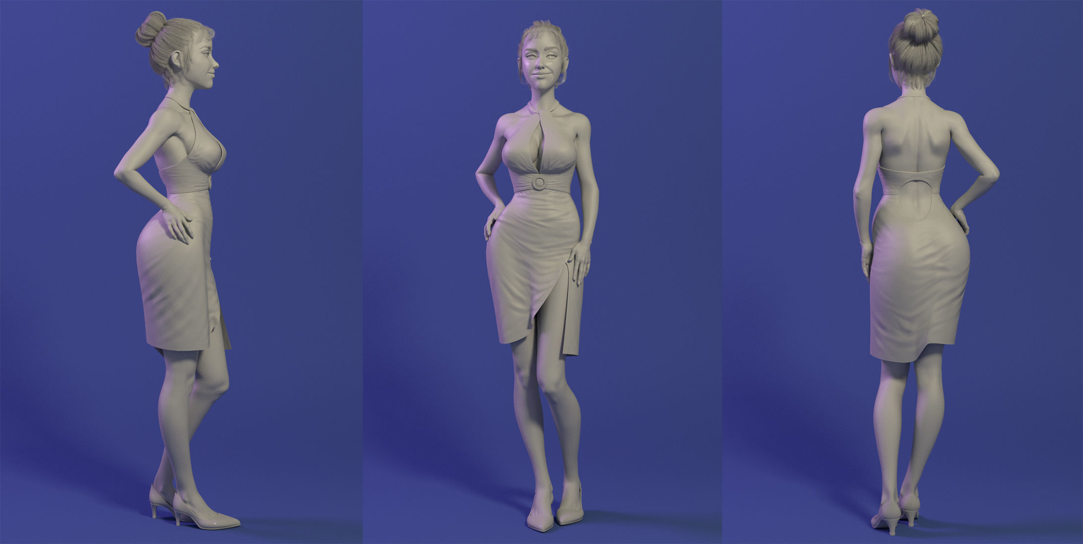Low-poly Female 3D Model - Rigged for Maya Low-poly 3D model_18