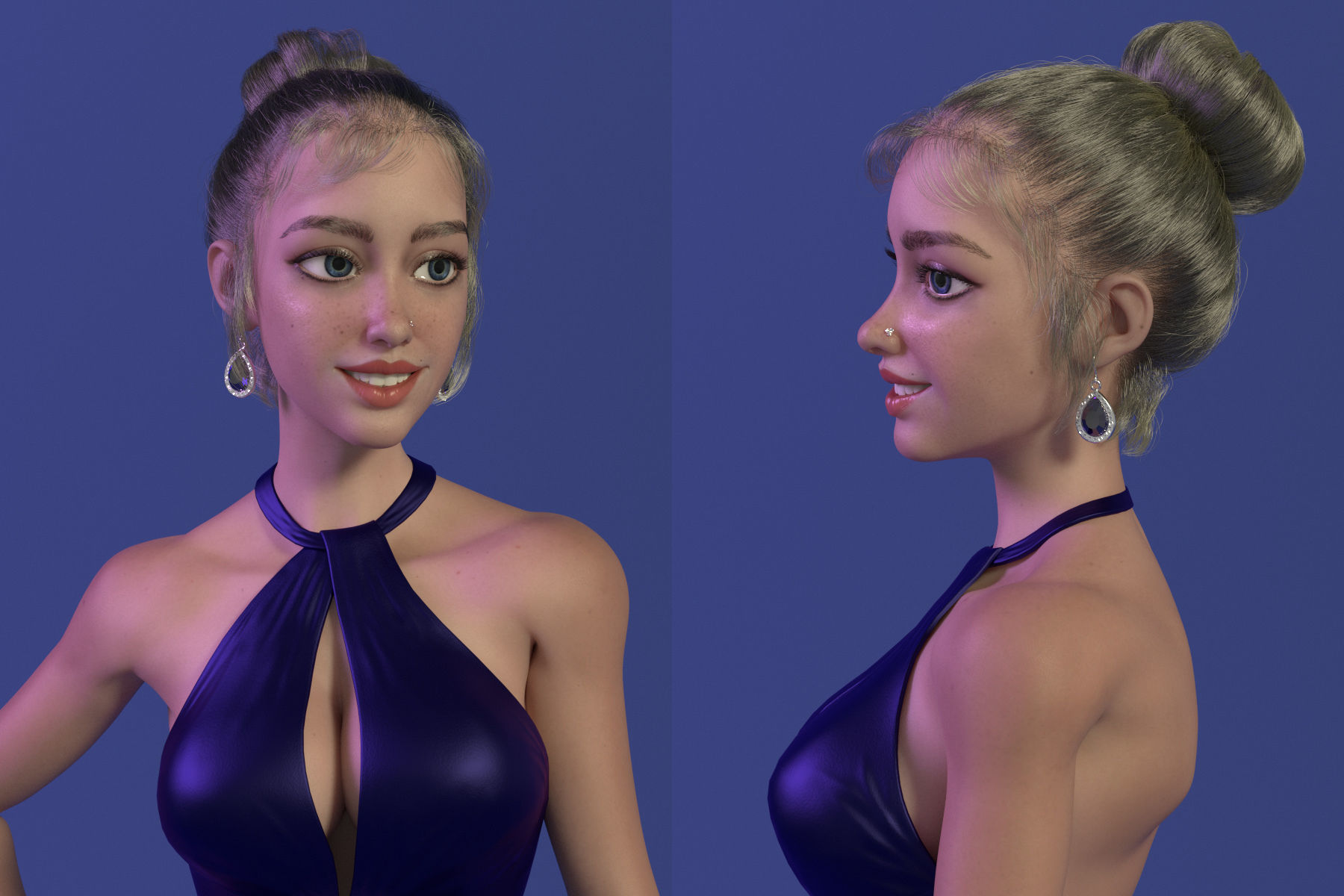 Low-poly Female 3D Model - Rigged for Maya Low-poly 3D model_15