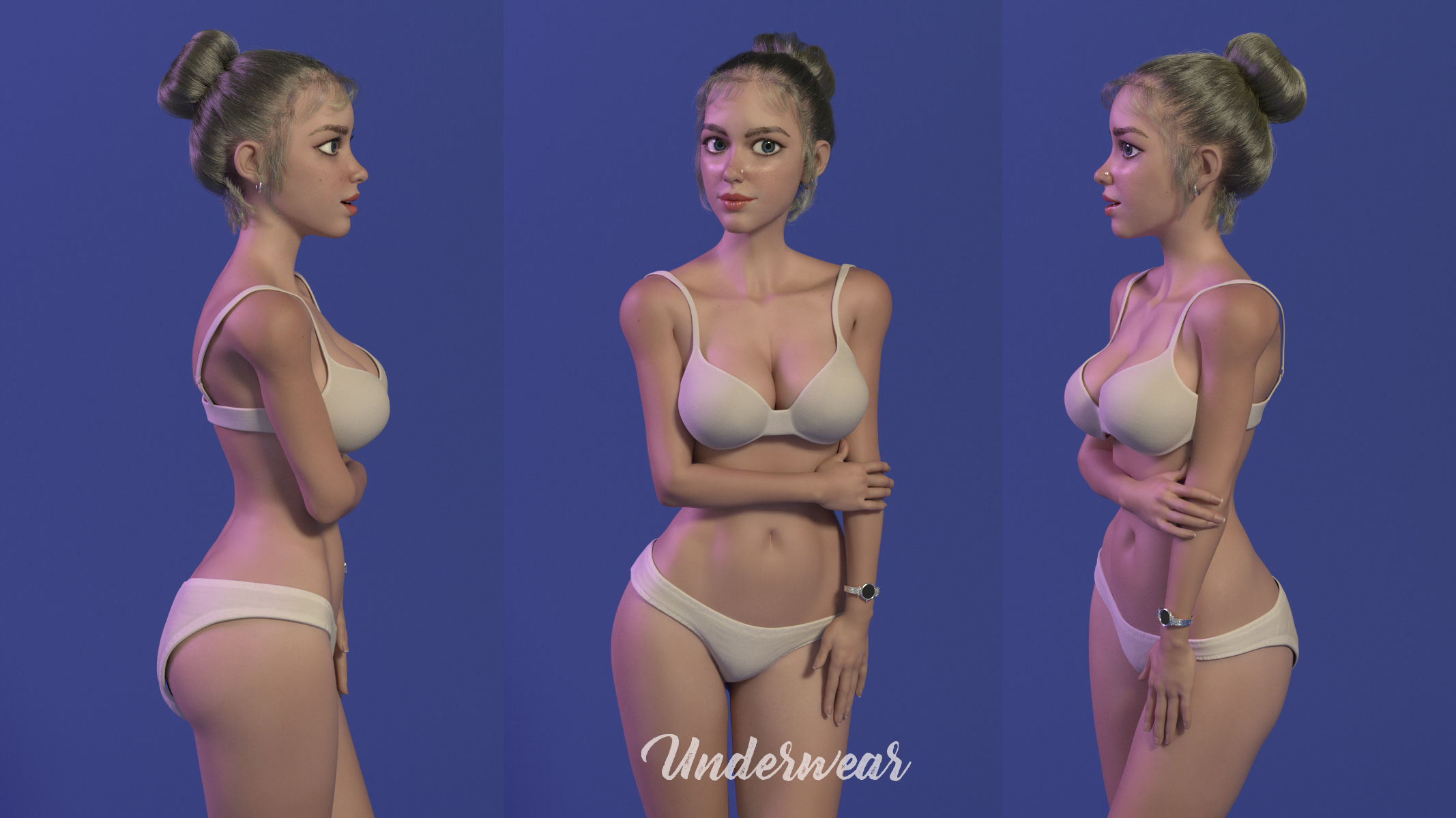 Low-poly Female 3D Model - Rigged for Maya Low-poly 3D model_10