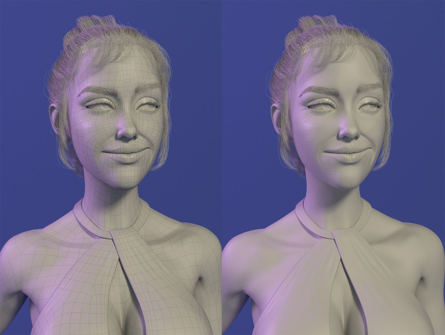Low-poly Female 3D Model - Rigged for Maya Low-poly 3D model_17
