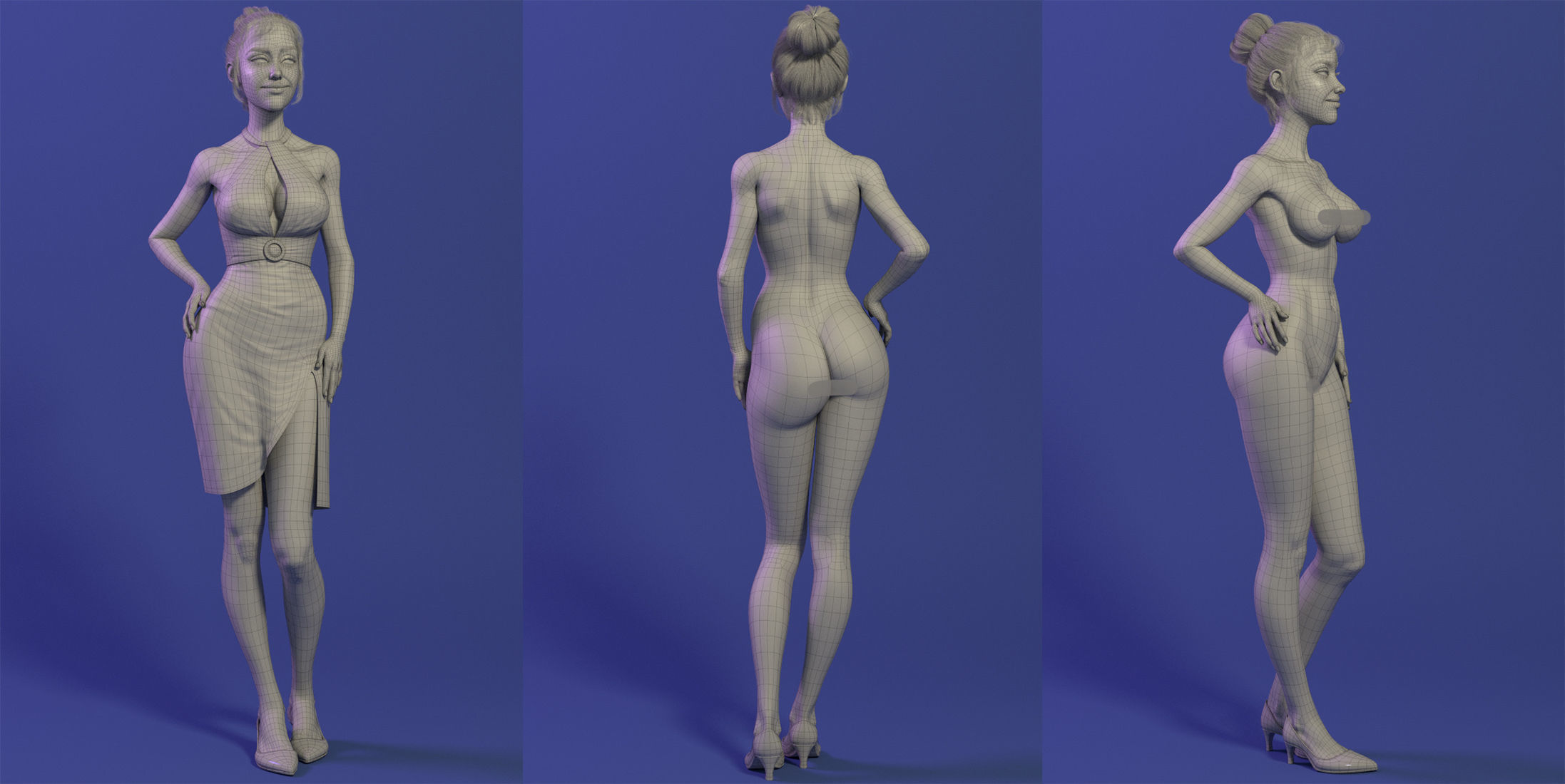 Low-poly Female 3D Model - Rigged for Maya Low-poly 3D model_19