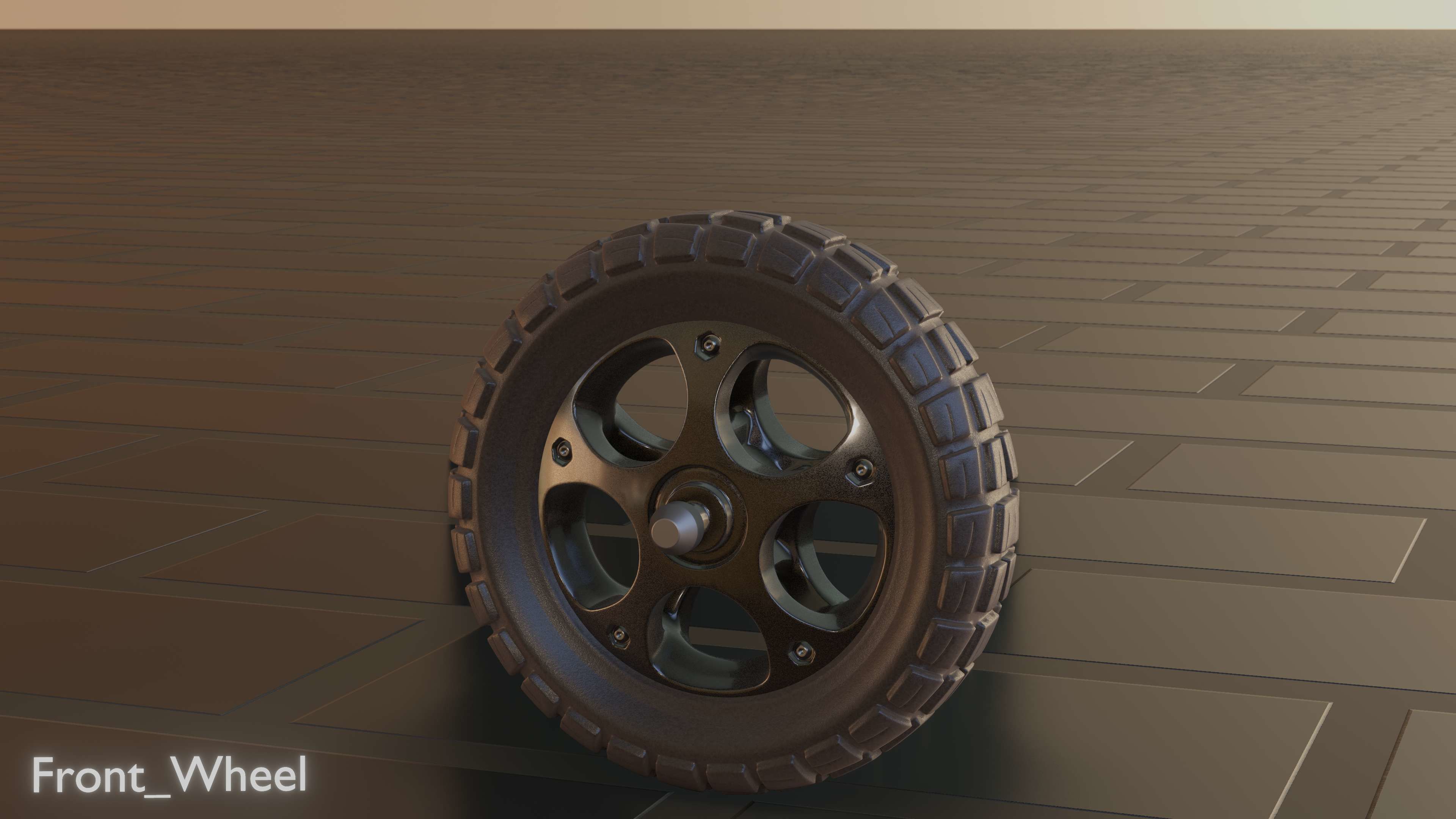 E-Scooter Front-Wheel with Procedural PBR Material Setup 3D model_16