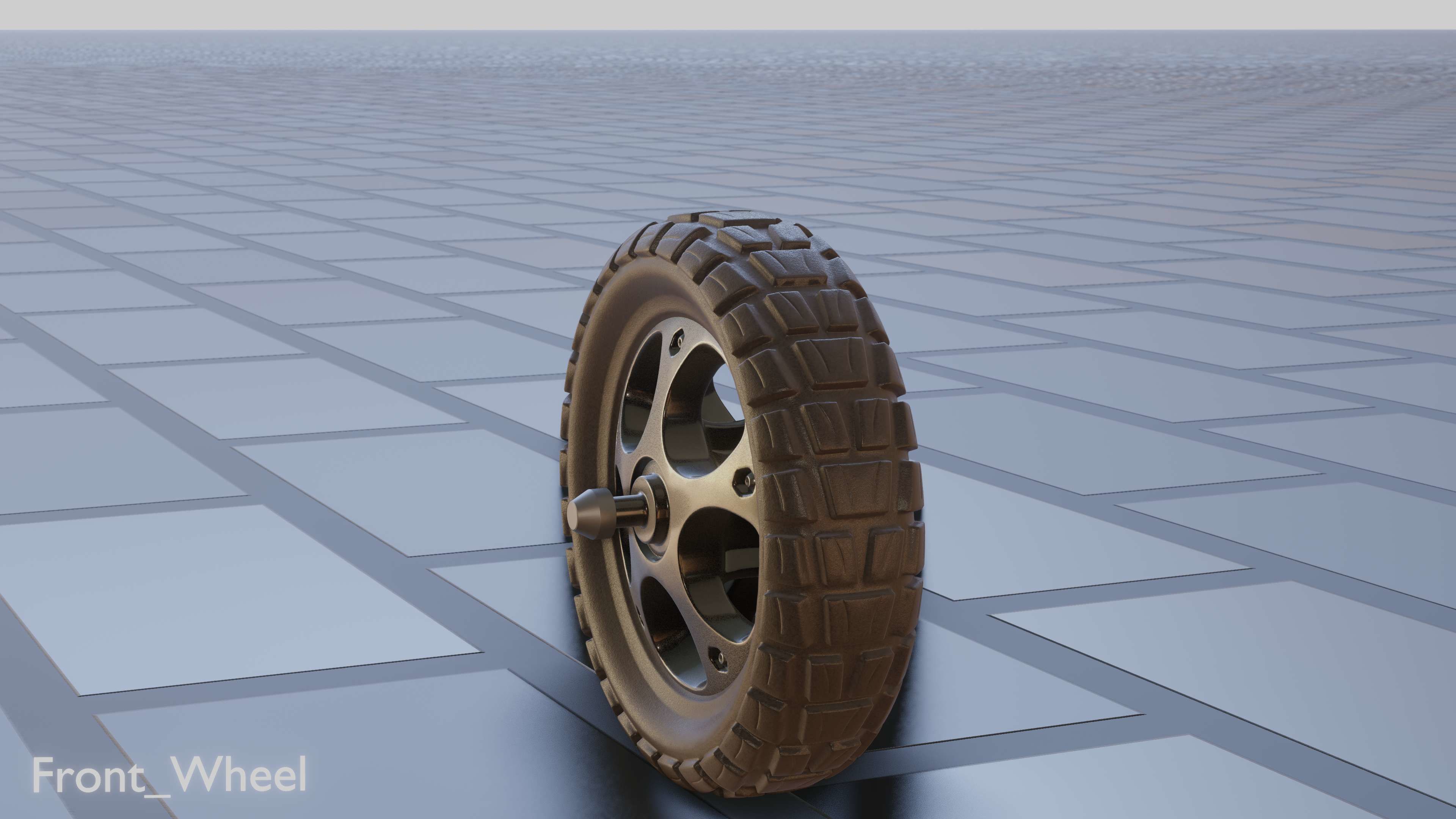 E-Scooter Front-Wheel with Procedural PBR Material Setup 3D model_11
