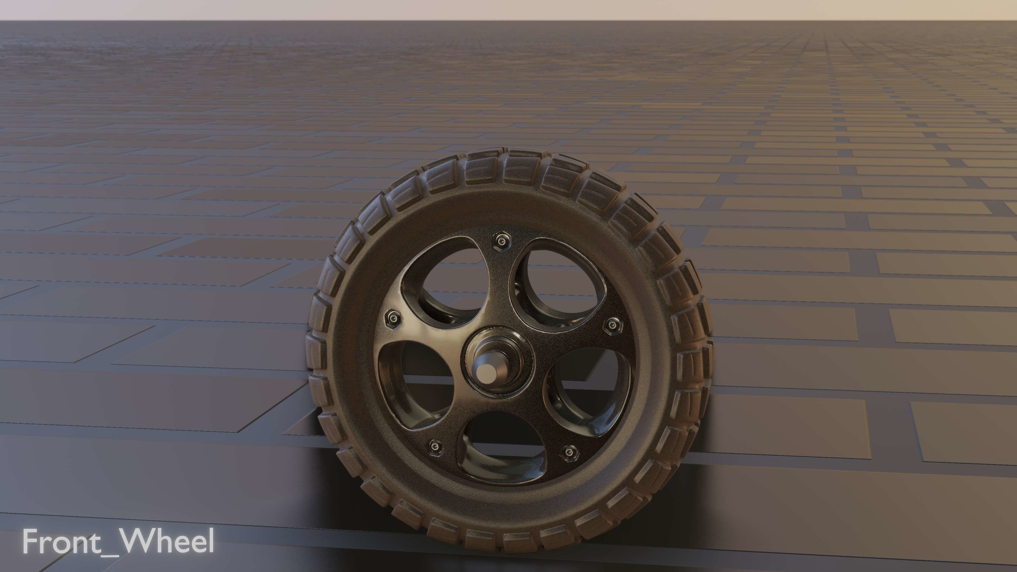 E-Scooter Front-Wheel with Procedural PBR Material Setup 3D model_56