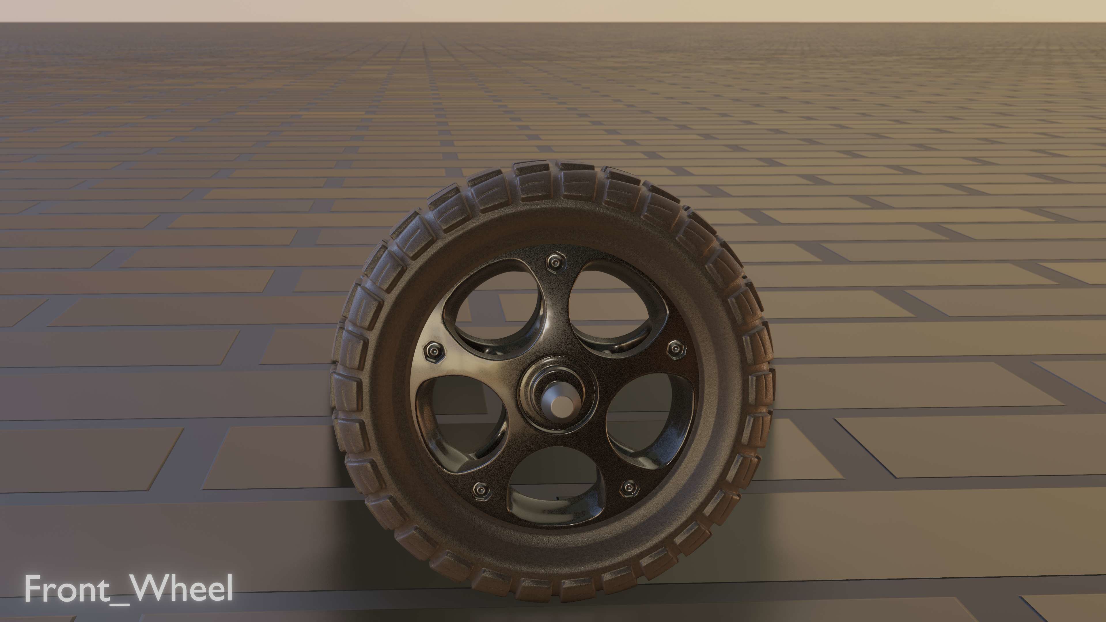 E-Scooter Front-Wheel with Procedural PBR Material Setup 3D model_76