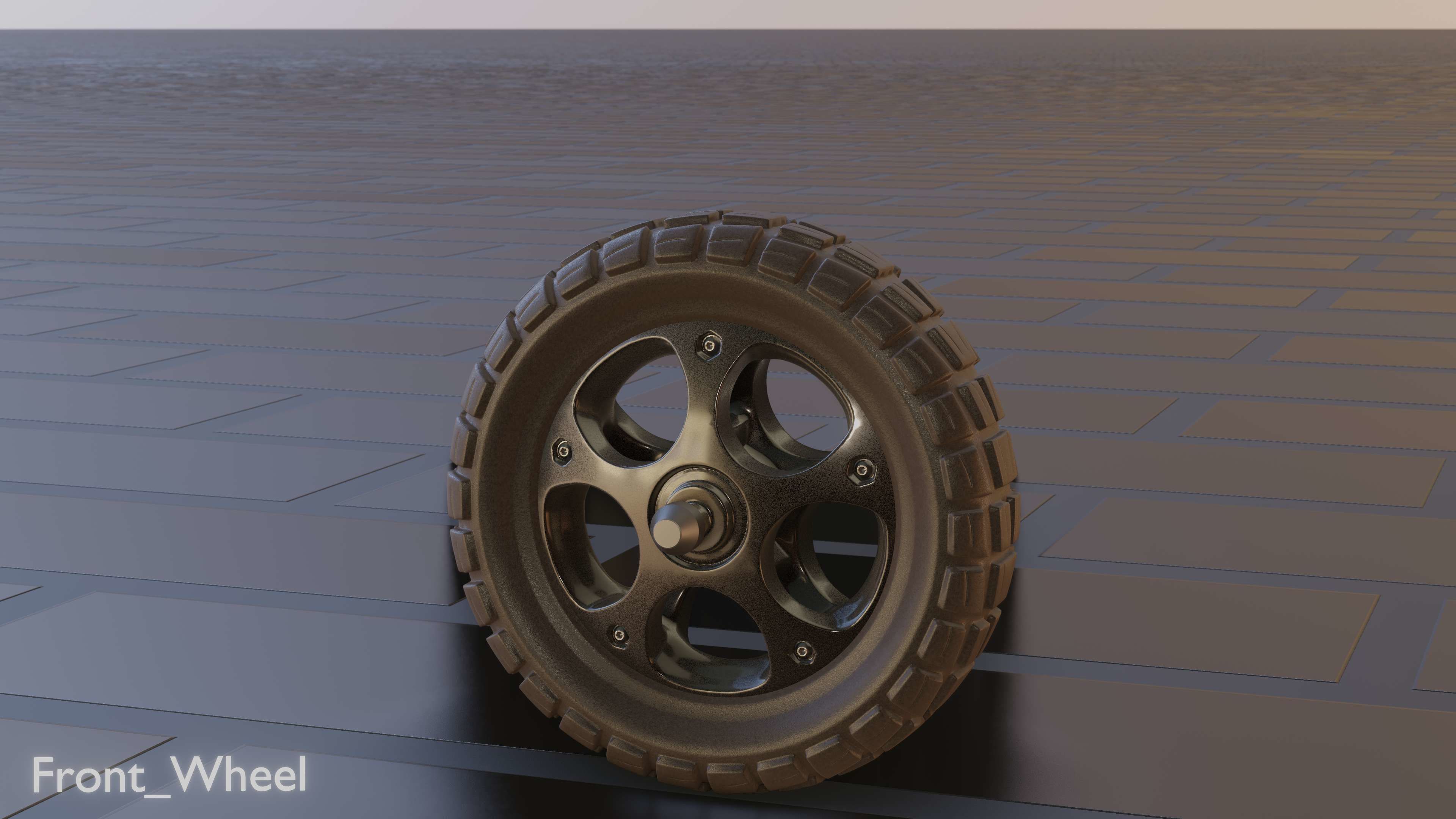 E-Scooter Front-Wheel with Procedural PBR Material Setup 3D model_43