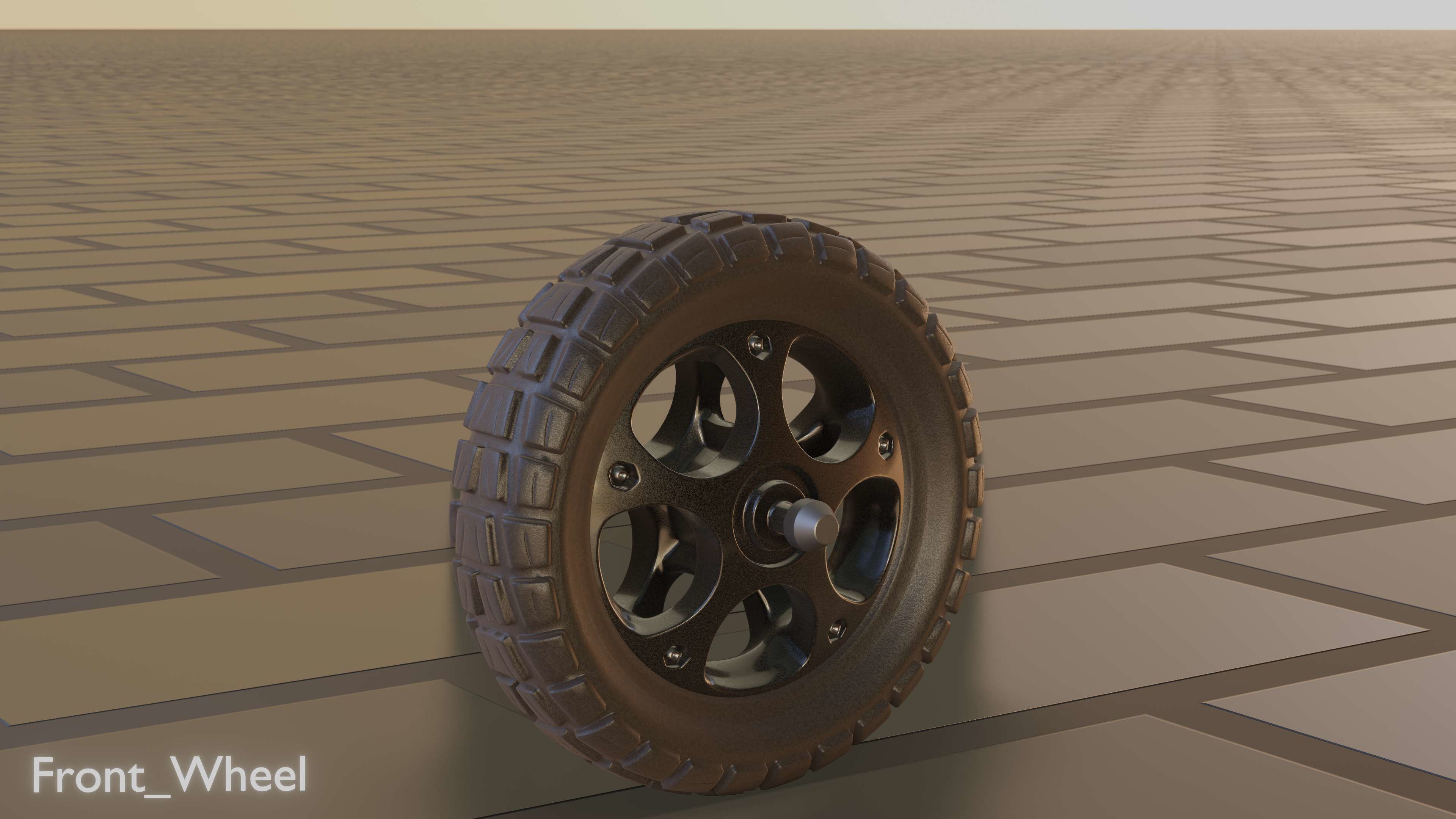 E-Scooter Front-Wheel with Procedural PBR Material Setup 3D model_69