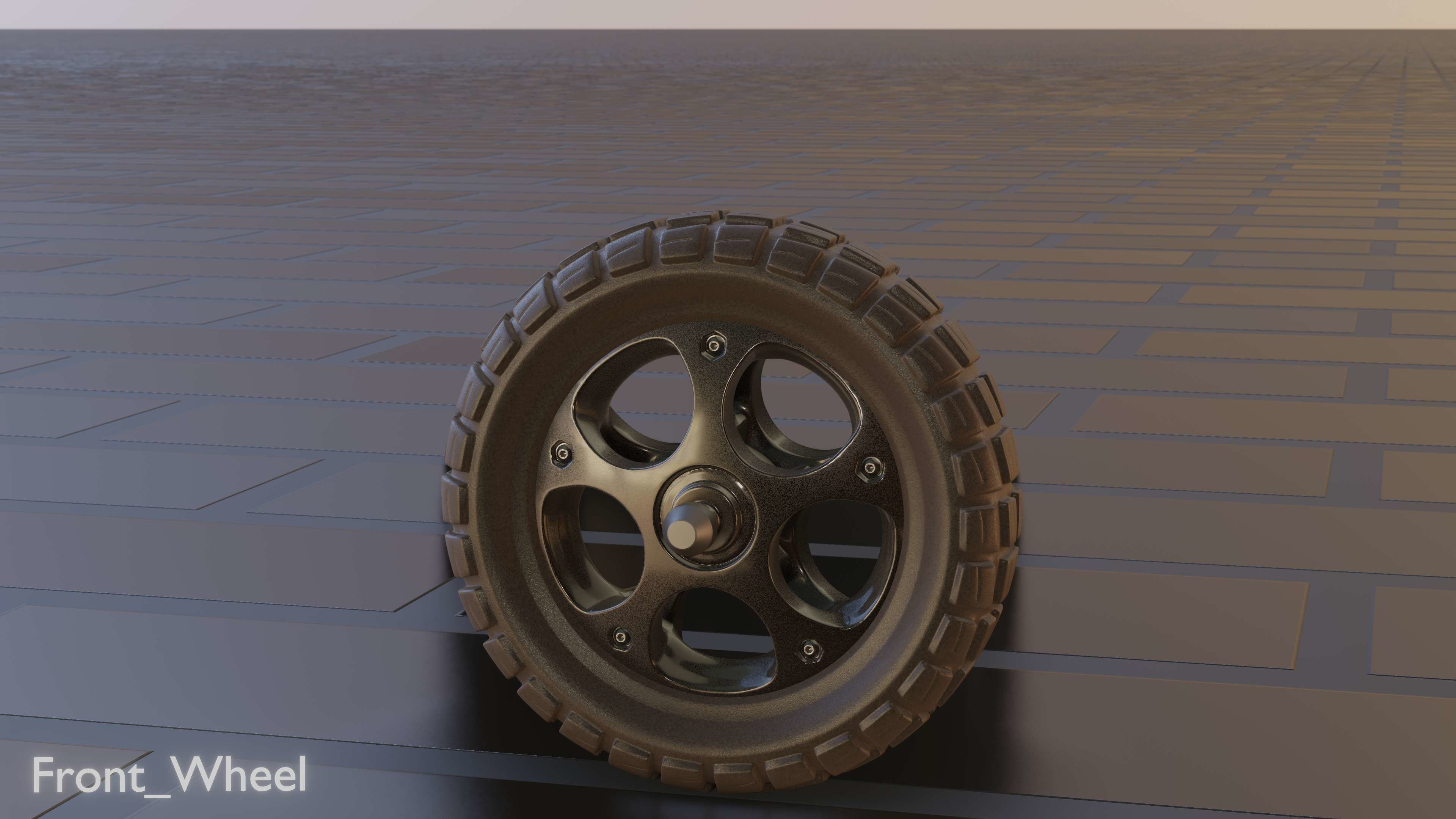 E-Scooter Front-Wheel with Procedural PBR Material Setup 3D model_37