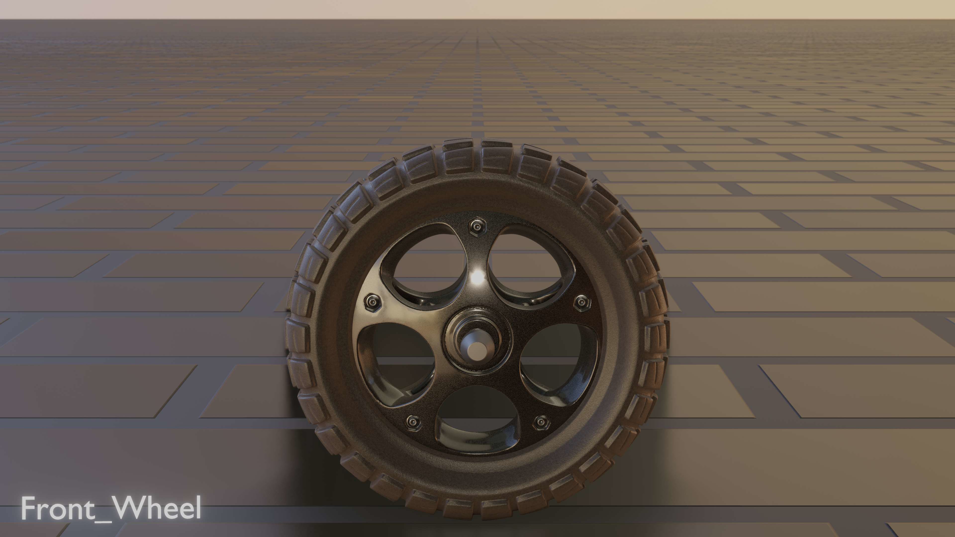 E-Scooter Front-Wheel with Procedural PBR Material Setup 3D model_5