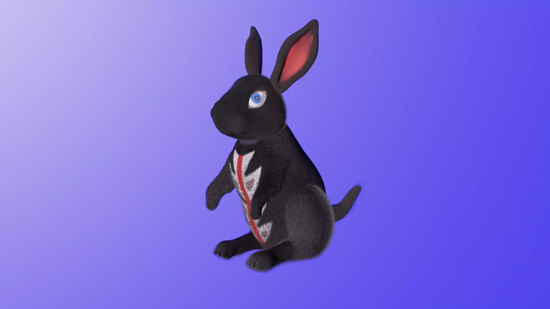 Rabbit bunny with eyes 3D model_0