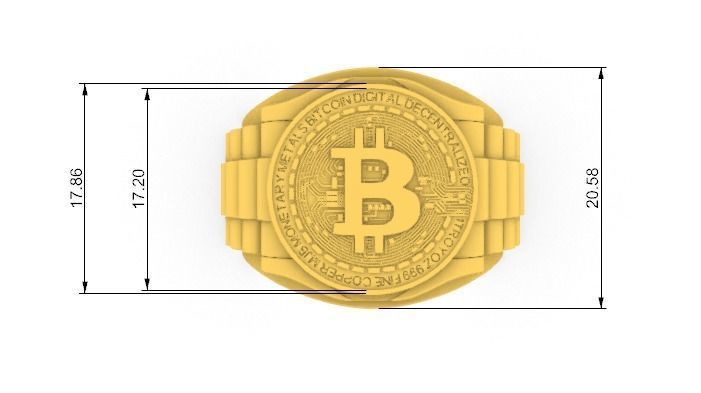 Bitcoin Ring STL 3D print model_4