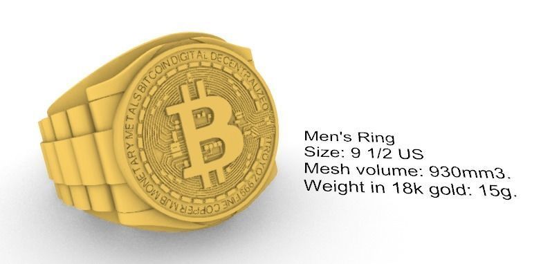 Bitcoin Ring STL 3D print model_3