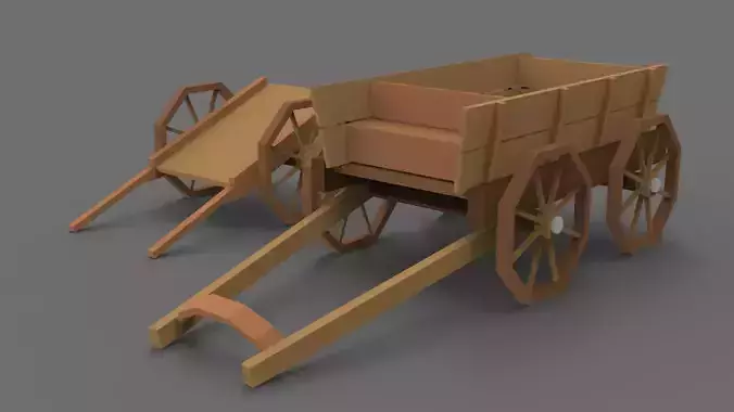 Low Poly Stylized Carts Lowpoly 3D model