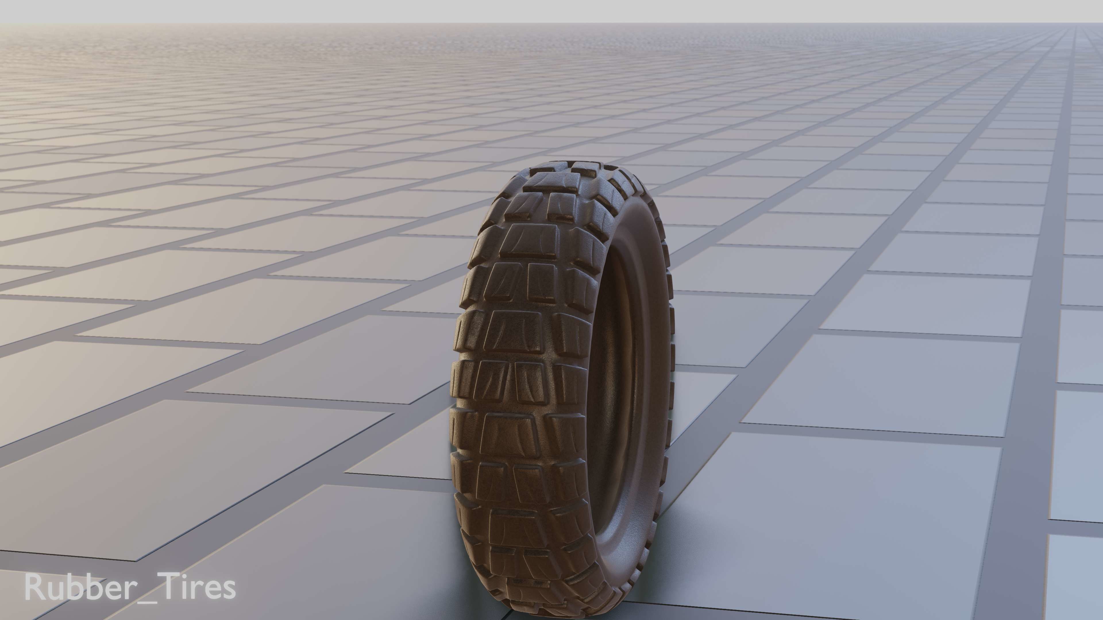 E-Scooter Rubber Tire with Procedural PBR Material Setup 3D model_8