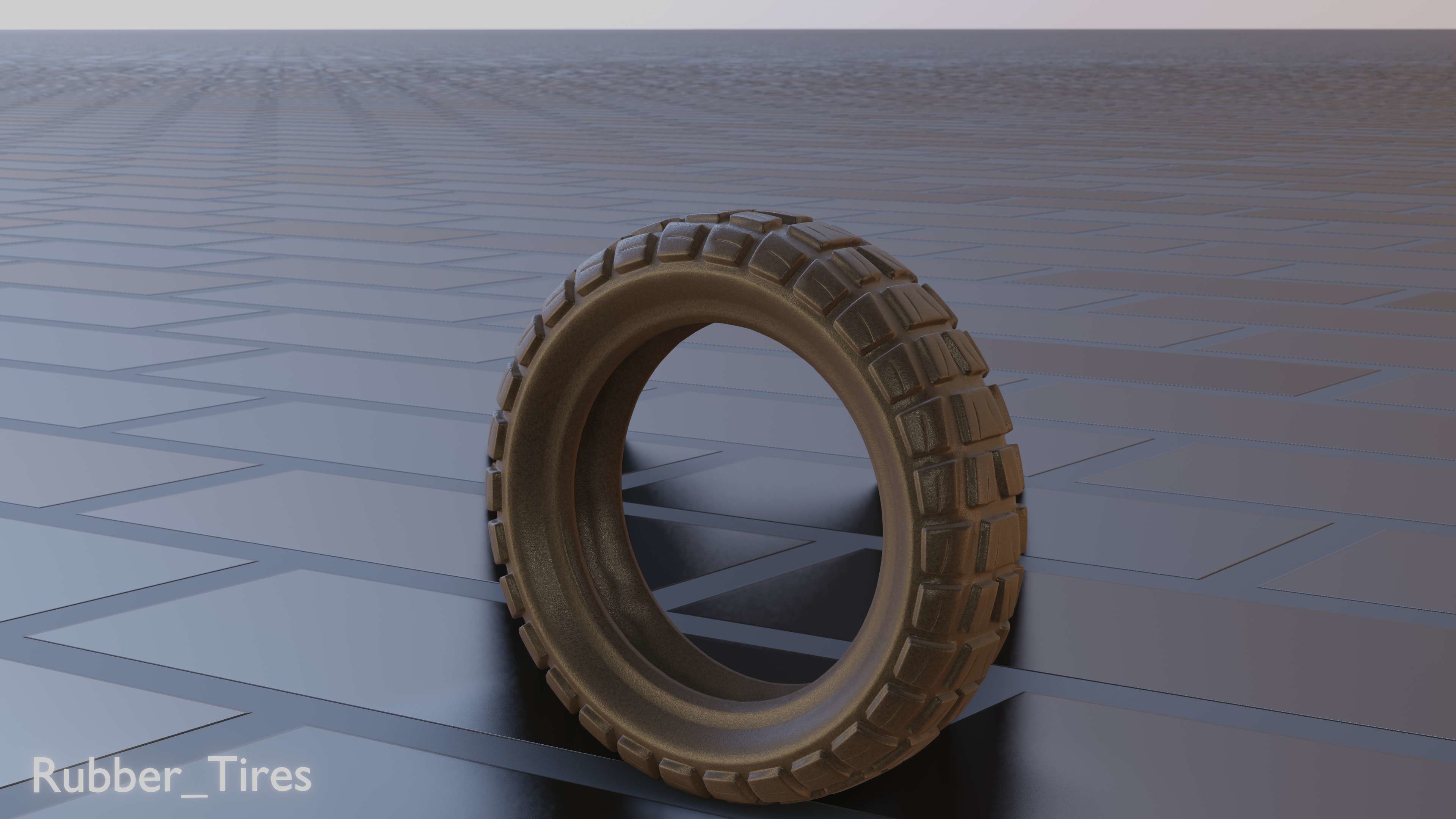 E-Scooter Rubber Tire with Procedural PBR Material Setup 3D model_57