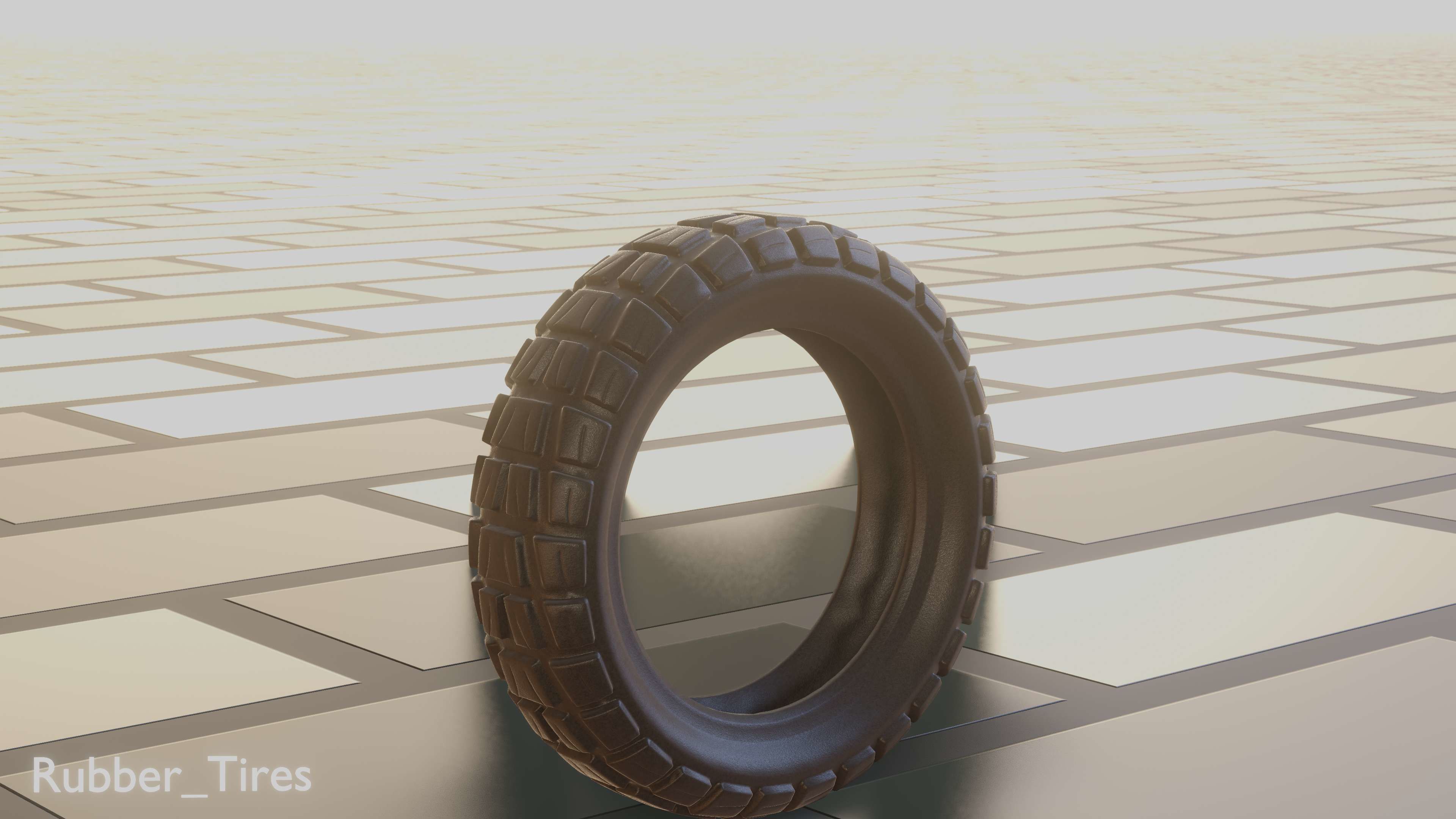 E-Scooter Rubber Tire with Procedural PBR Material Setup 3D model_23