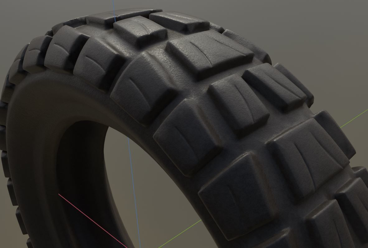 E-Scooter Rubber Tire with Procedural PBR Material Setup 3D model_4