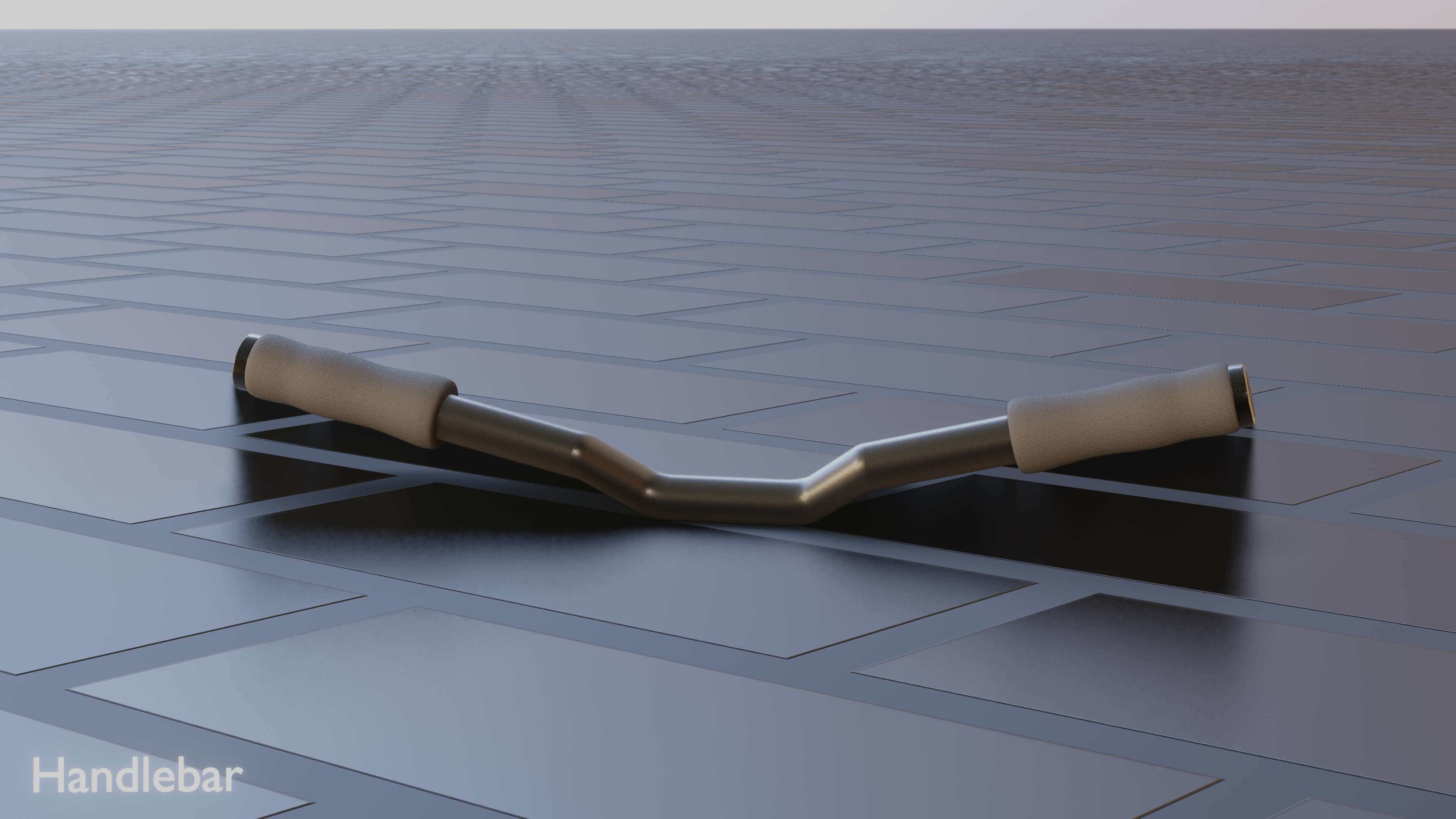 E-Scooter Handlebar with procedural PBR material setup 3D model_14