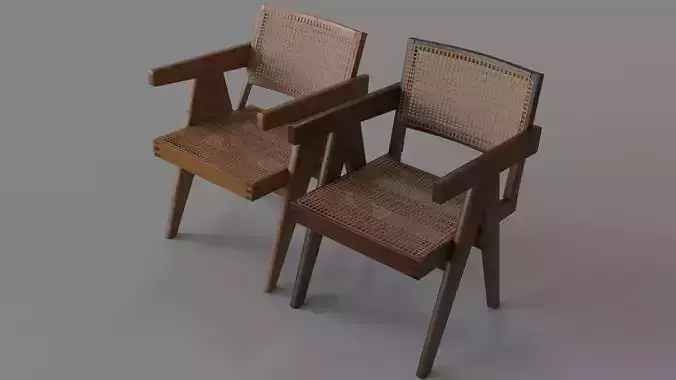 Pierre Jeanneret Office Chair And Cane Chair For Chandigarh 
