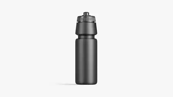 Black Plastic Sport Bottle - water botle with cap Low-poly 3D model