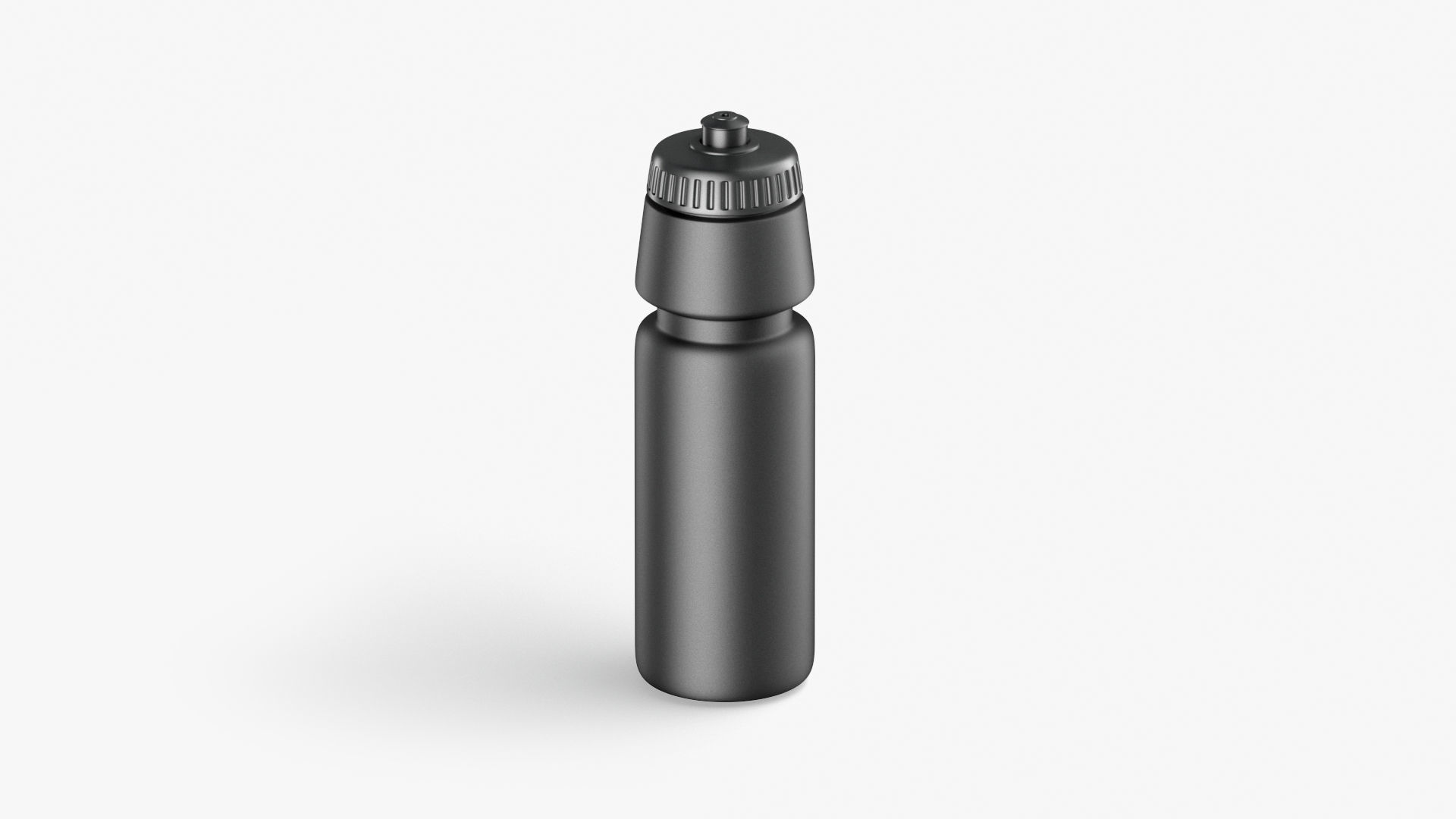 Black Plastic Sport Bottle - water botle with cap Low-poly 3D model_1