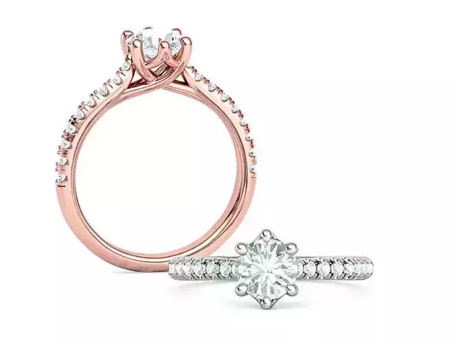 Trellis Solitaire Ring 6mm stone pave setting 3dmodel 3D print model