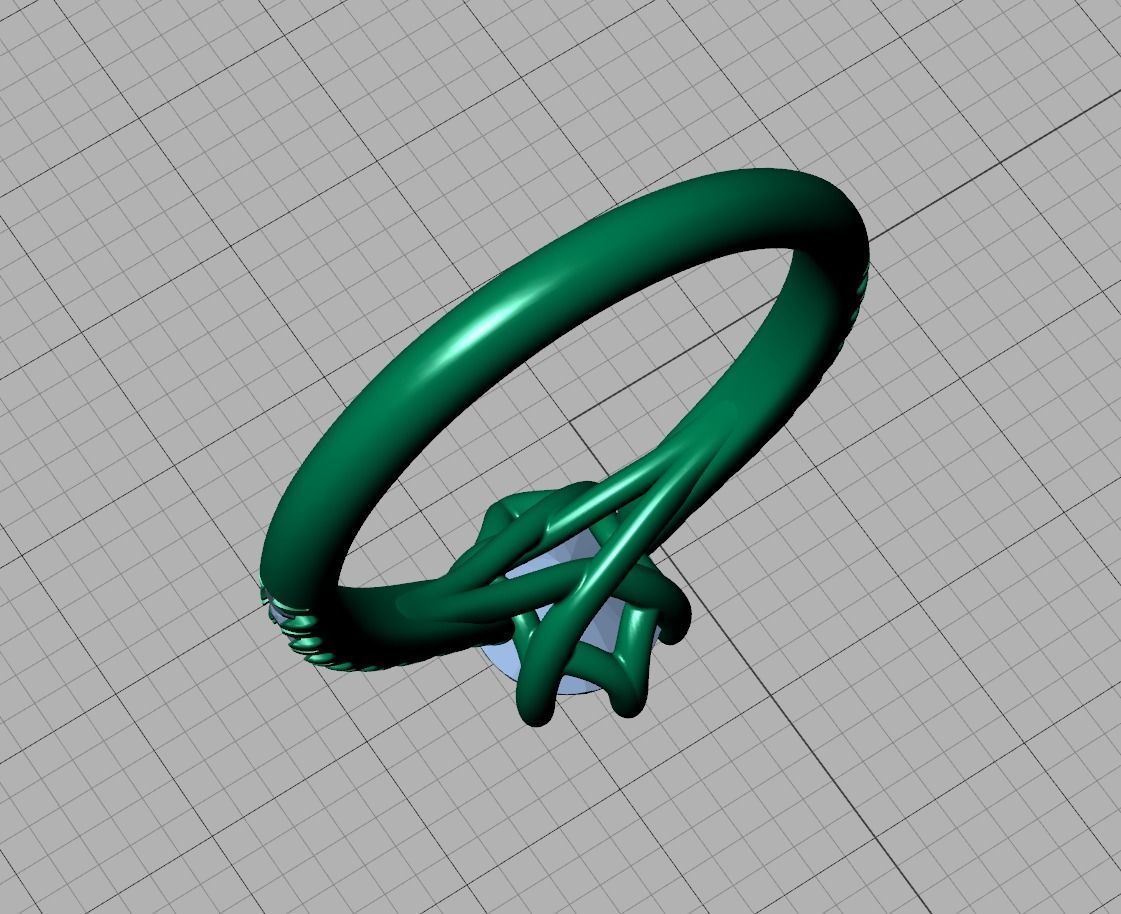 Trellis Solitaire Ring 6mm stone pave setting 3dmodel 3D print model_24