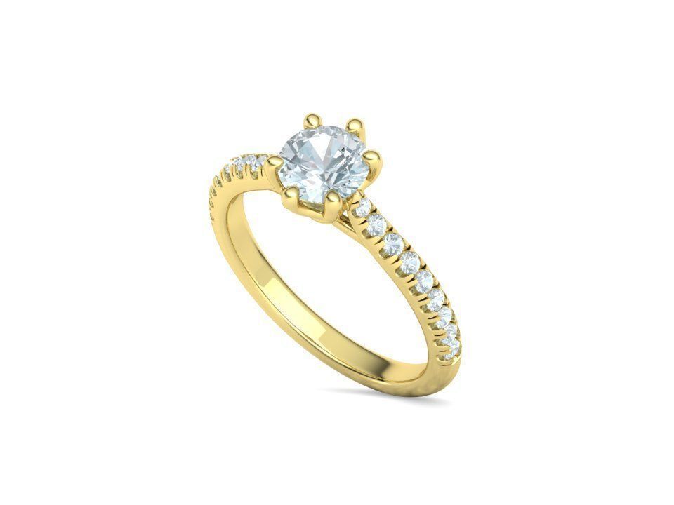 Trellis Solitaire Ring 6mm stone pave setting 3dmodel 3D print model_35