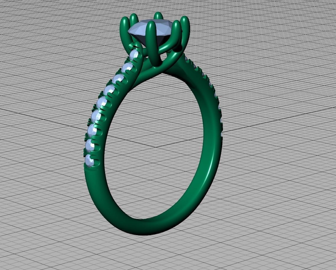 Trellis Solitaire Ring 6mm stone pave setting 3dmodel 3D print model_22