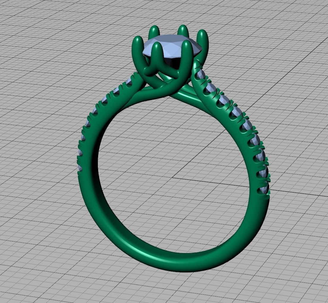 Trellis Solitaire Ring 6mm stone pave setting 3dmodel 3D print model_43