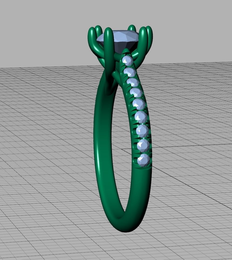 Trellis Solitaire Ring 6mm stone pave setting 3dmodel 3D print model_23