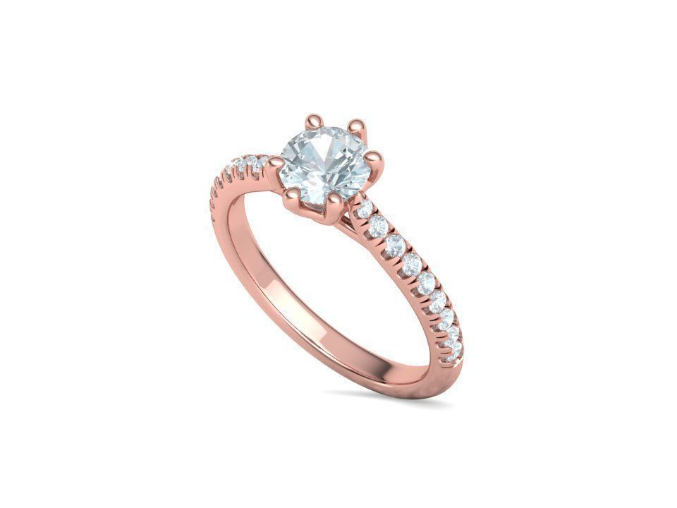 Trellis Solitaire Ring 6mm stone pave setting 3dmodel 3D print model_34