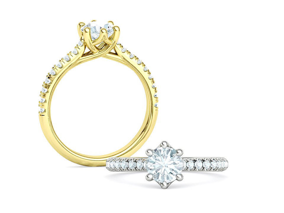 Trellis Solitaire Ring 6mm stone pave setting 3dmodel 3D print model_4