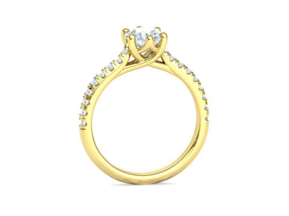 Trellis Solitaire Ring 6mm stone pave setting 3dmodel 3D print model_29