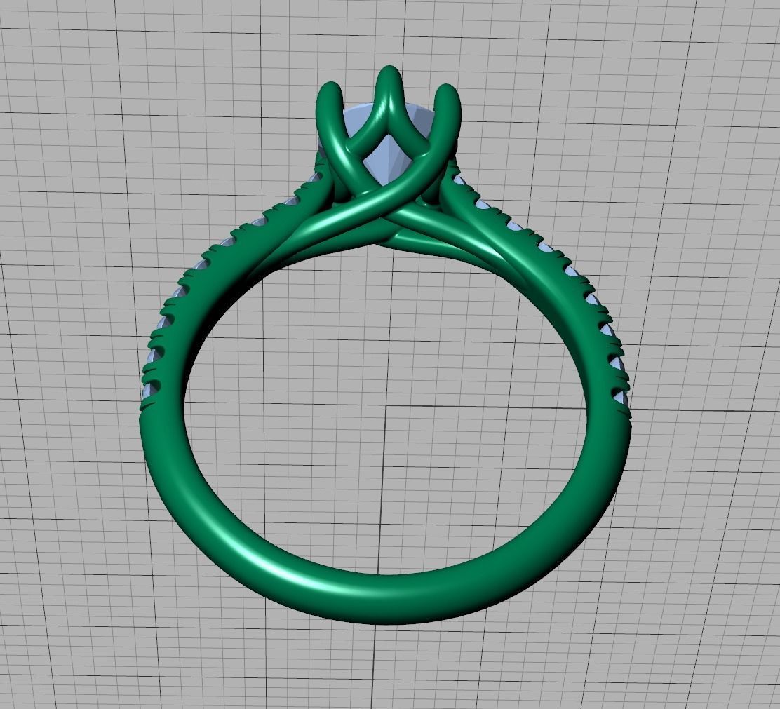 Trellis Solitaire Ring 6mm stone pave setting 3dmodel 3D print model_40