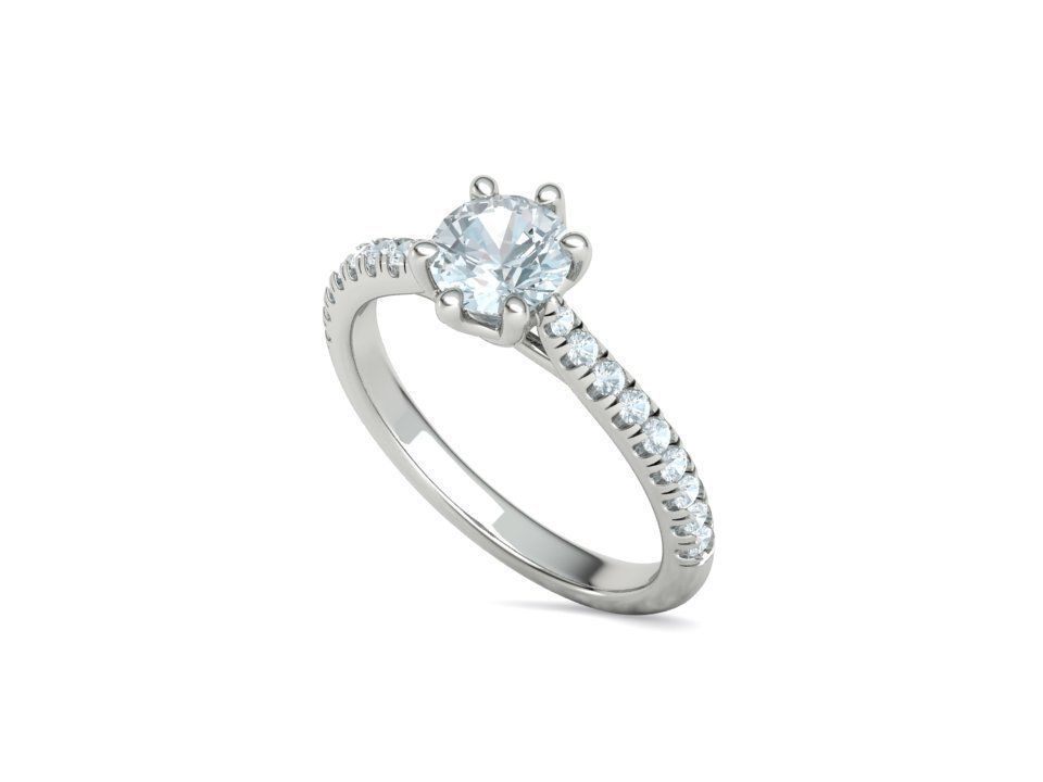 Trellis Solitaire Ring 6mm stone pave setting 3dmodel 3D print model_36