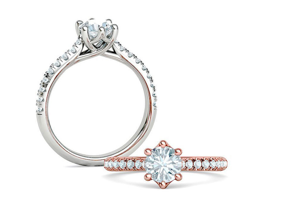 Trellis Solitaire Ring 6mm stone pave setting 3dmodel 3D print model_1