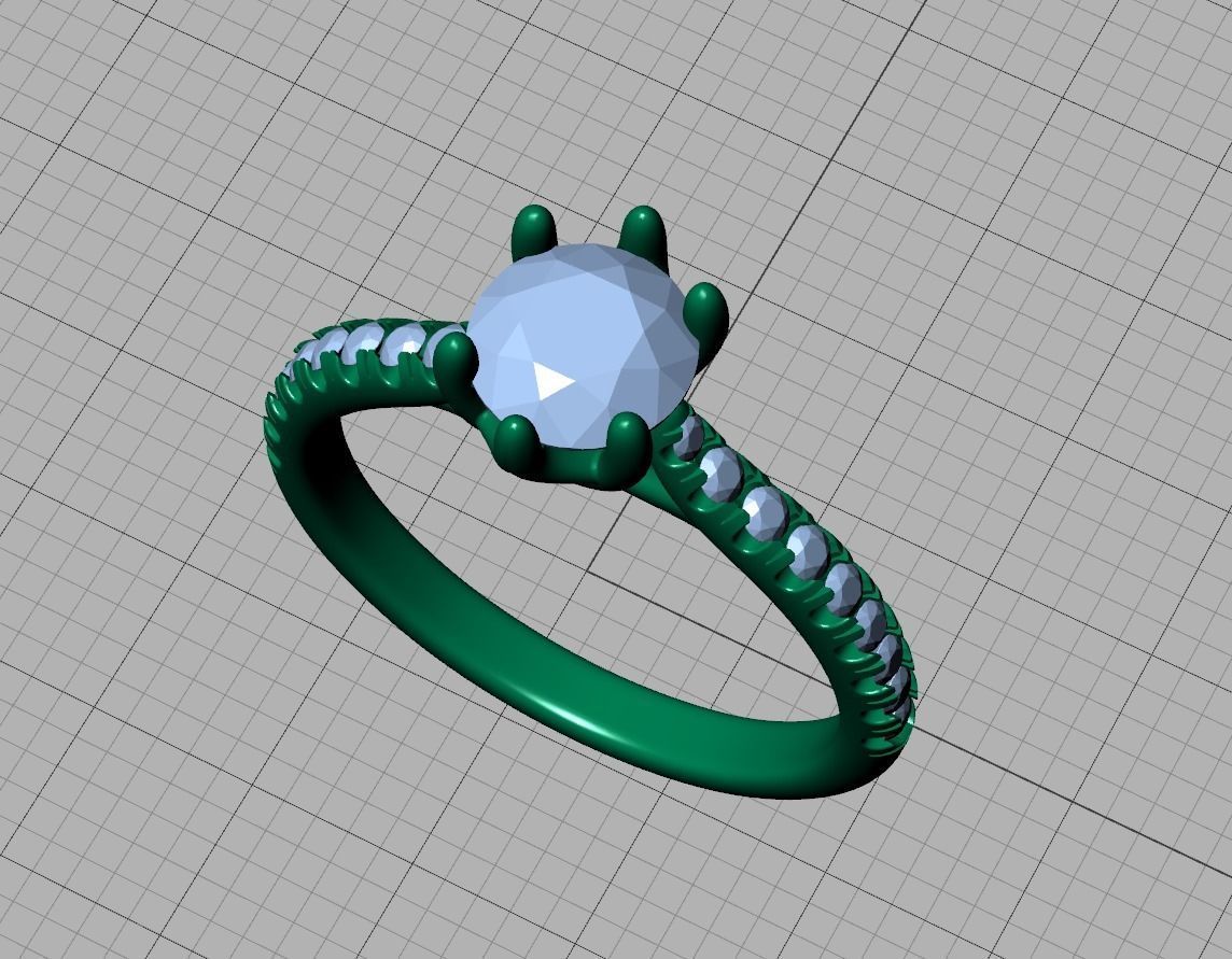 Trellis Solitaire Ring 6mm stone pave setting 3dmodel 3D print model_42