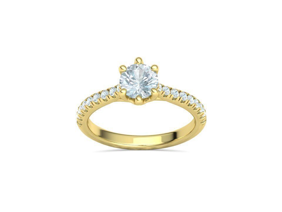 Trellis Solitaire Ring 6mm stone pave setting 3dmodel 3D print model_26
