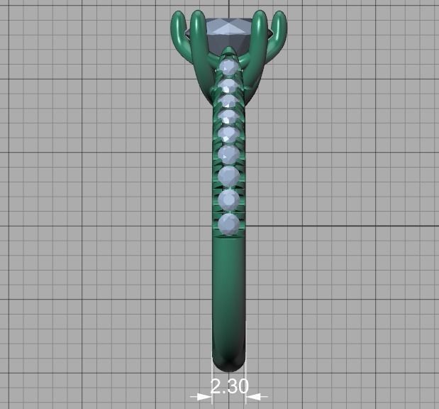 Trellis Solitaire Ring 6mm stone pave setting 3dmodel 3D print model_41