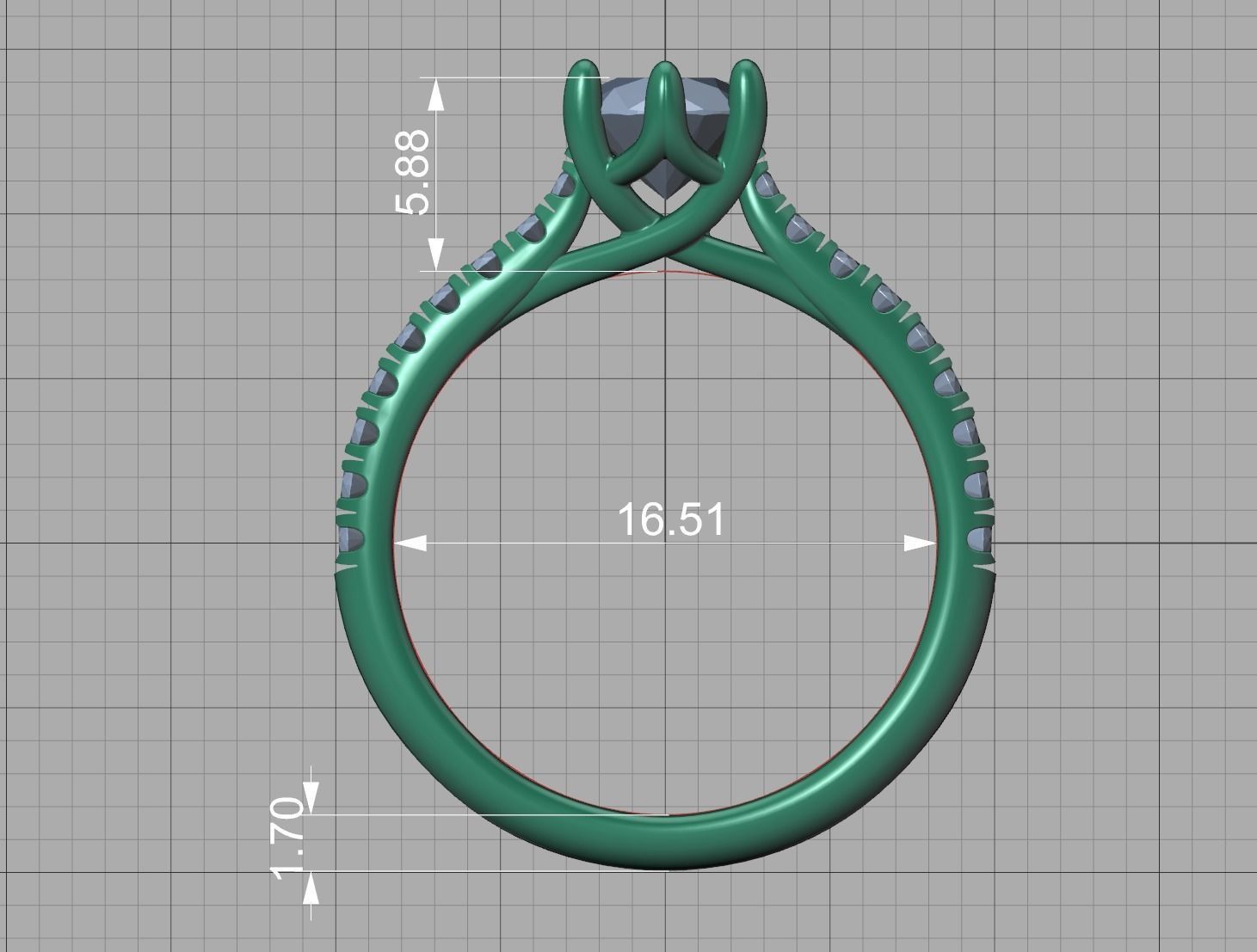 Trellis Solitaire Ring 6mm stone pave setting 3dmodel 3D print model_16